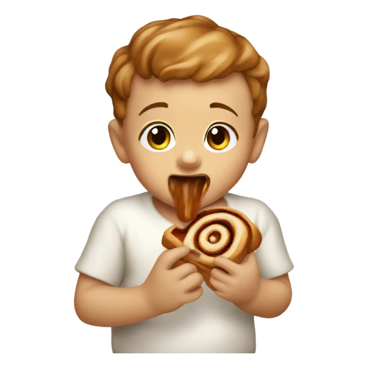Baby eating cinnamon scroll sticker