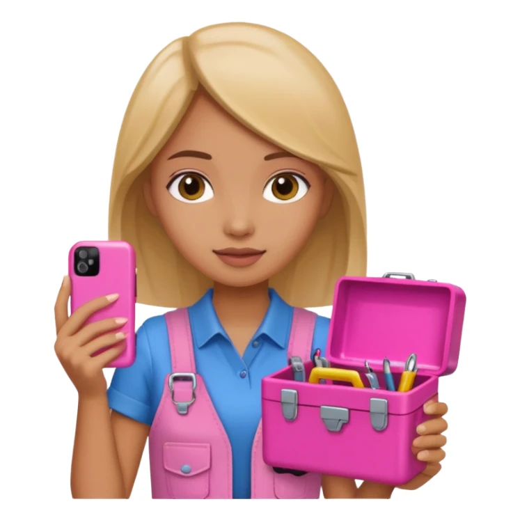 nig girly cellphone with a pink mini toolbox sticker
