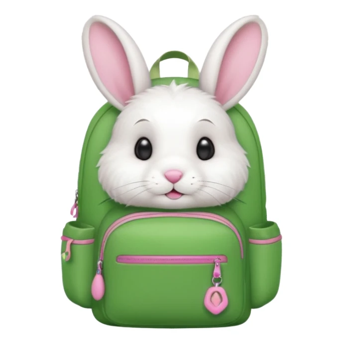 white rabbit wear green backpack sticker