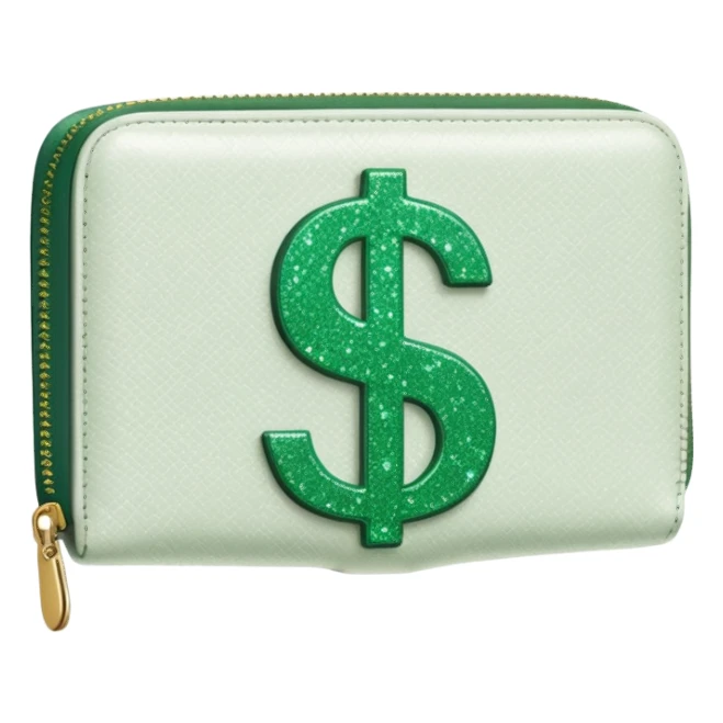glitter white wallet green symbol $ sticker