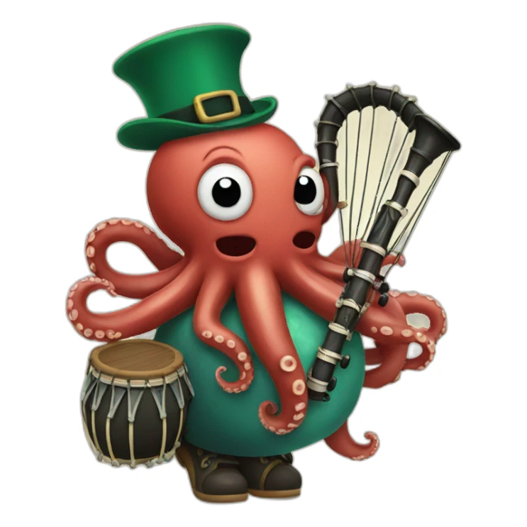 octopus playing a bagpipe sticker