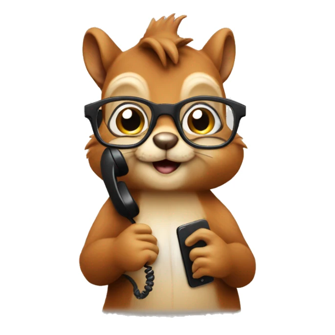 squirrel on the phone with glasses sticker