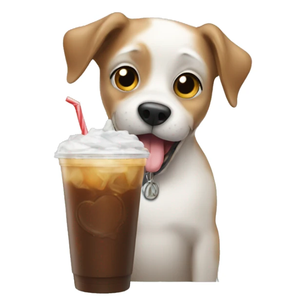 Dog drinking iced americano sticker