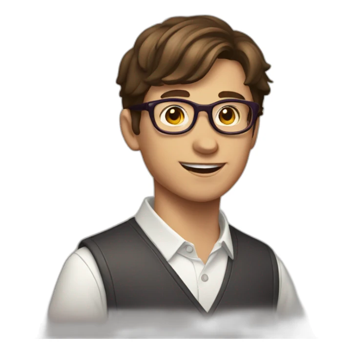 Classy short-brown-haired, bitter, bespectacled young man throwing grapes sticker