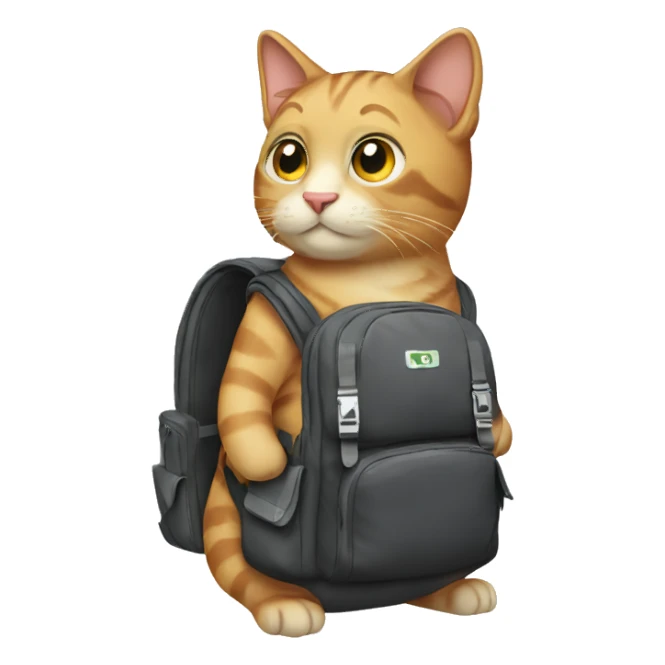 Cat wearing a backpack sticker