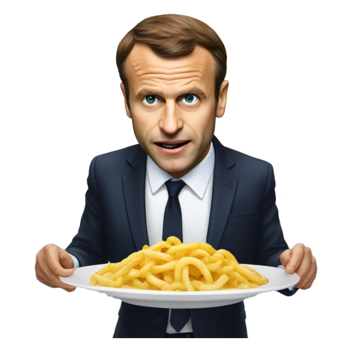 Emanuel macron qui mange des pates sticker