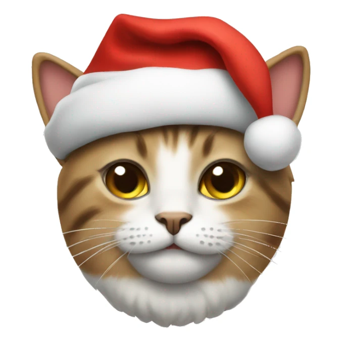A cat wearing a Christmas hat sticker