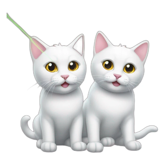 two white cats with laser beams sticker