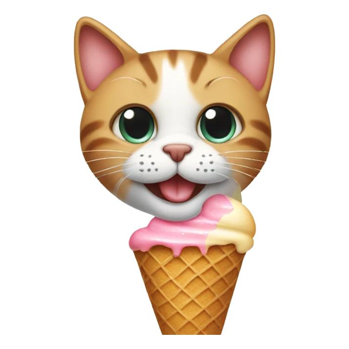 Cat with ice cream sticker