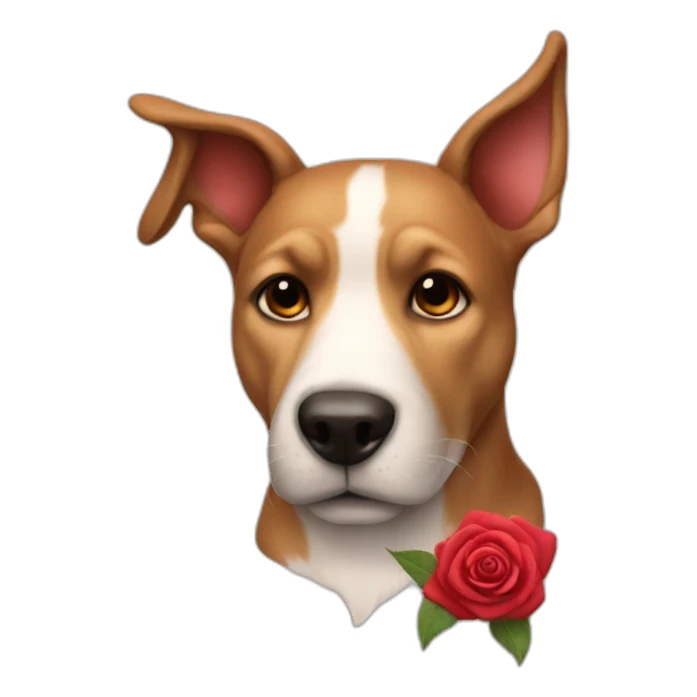 Dog whit a rose red sticker