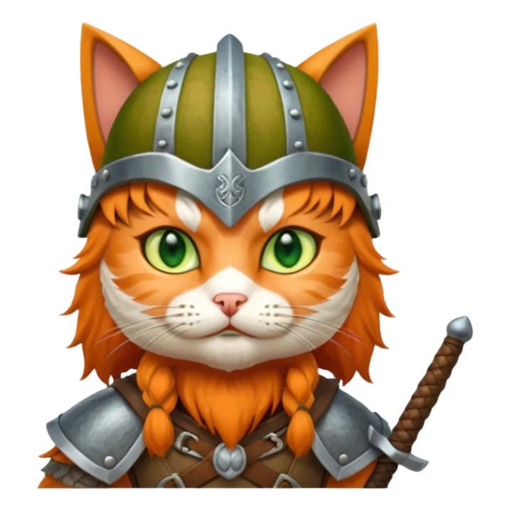 cat with viking helmet and sword sticker