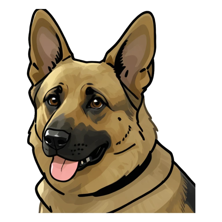 German Shepard with one ear down sticker