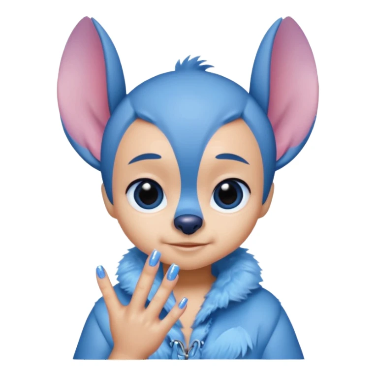 Stitch with girly nails sticker