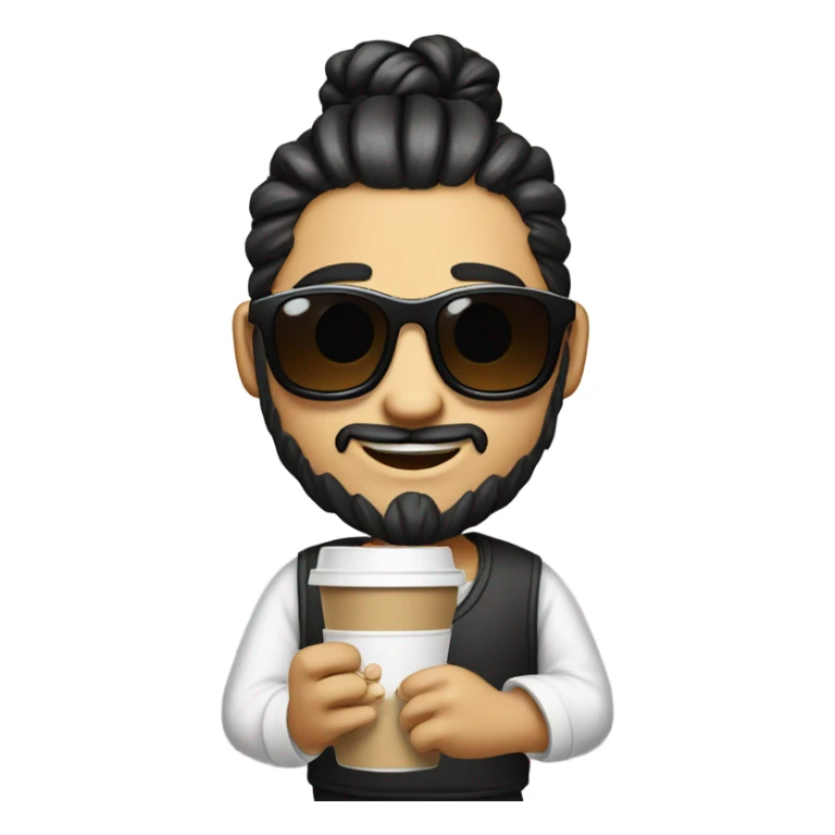 Panda with man bun and sunglasses drinking coffee sticker