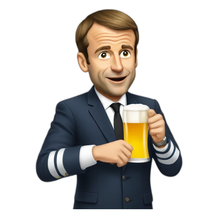 Emmanuel macron drinking beer sticker