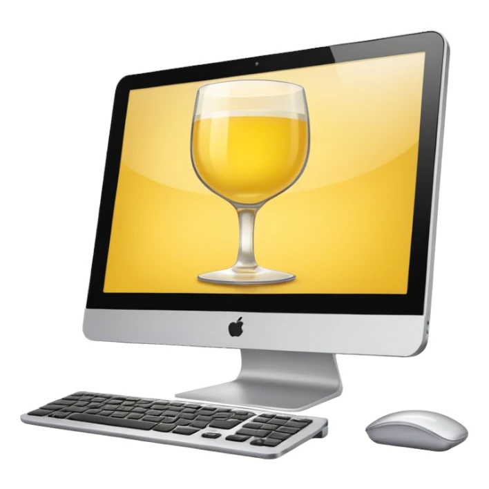 Computer with pastis glass in screen sticker