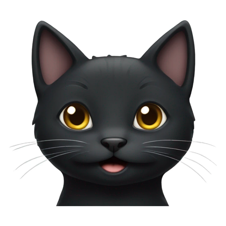 Black cat with white neck with silly face sticker
