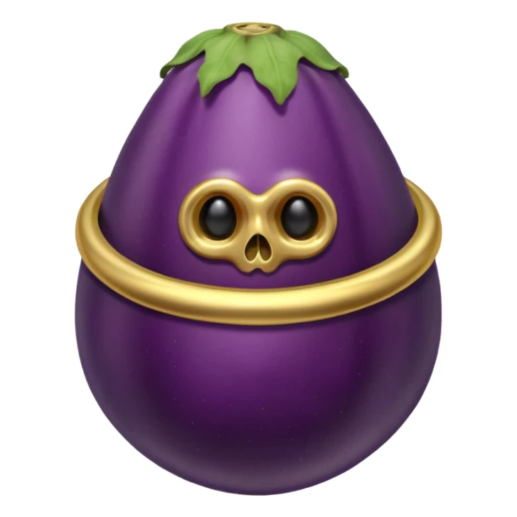 eggplant with memento mori ring around it sticker