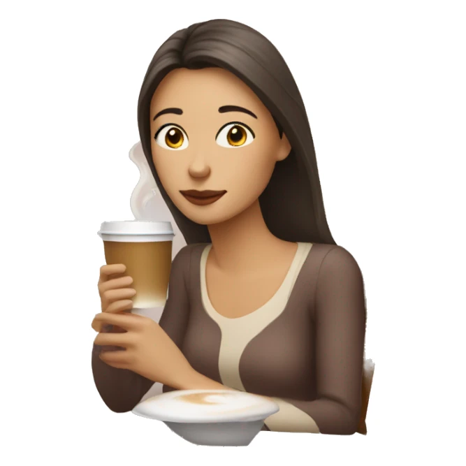 Woman drinking latte and reading  sticker