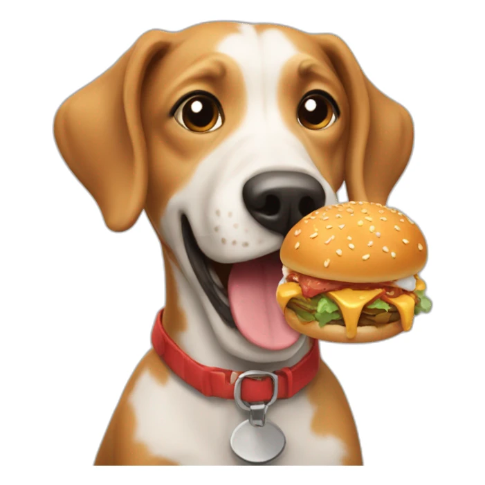 Dog eating hamburg sticker