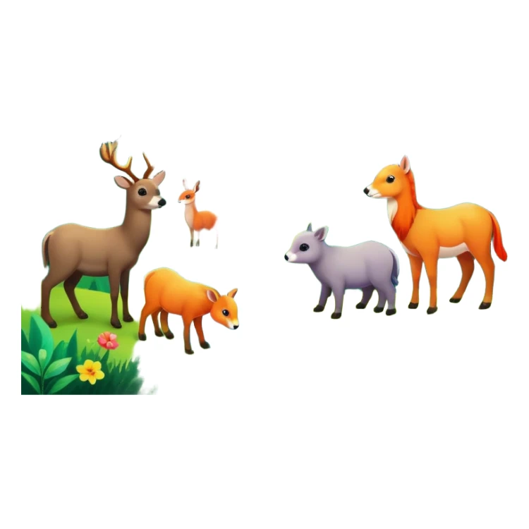 forest scene with animals and a rainbow sticker