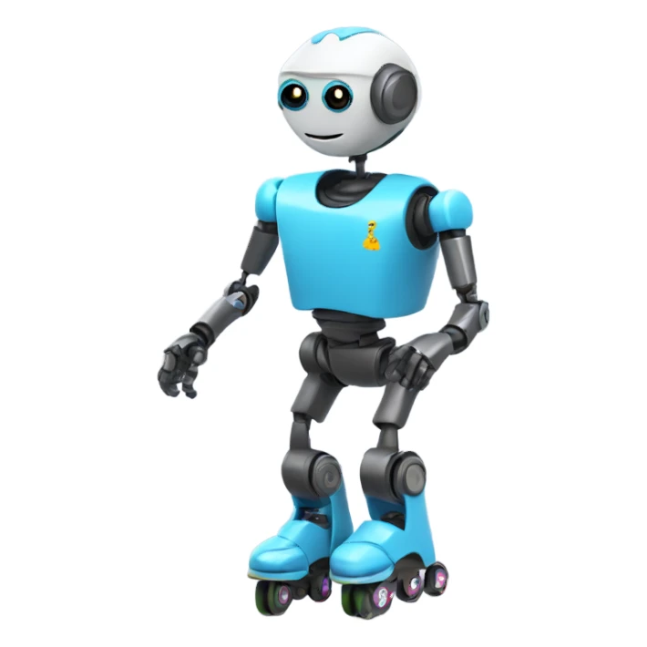 a robot teacher with roller blades sticker