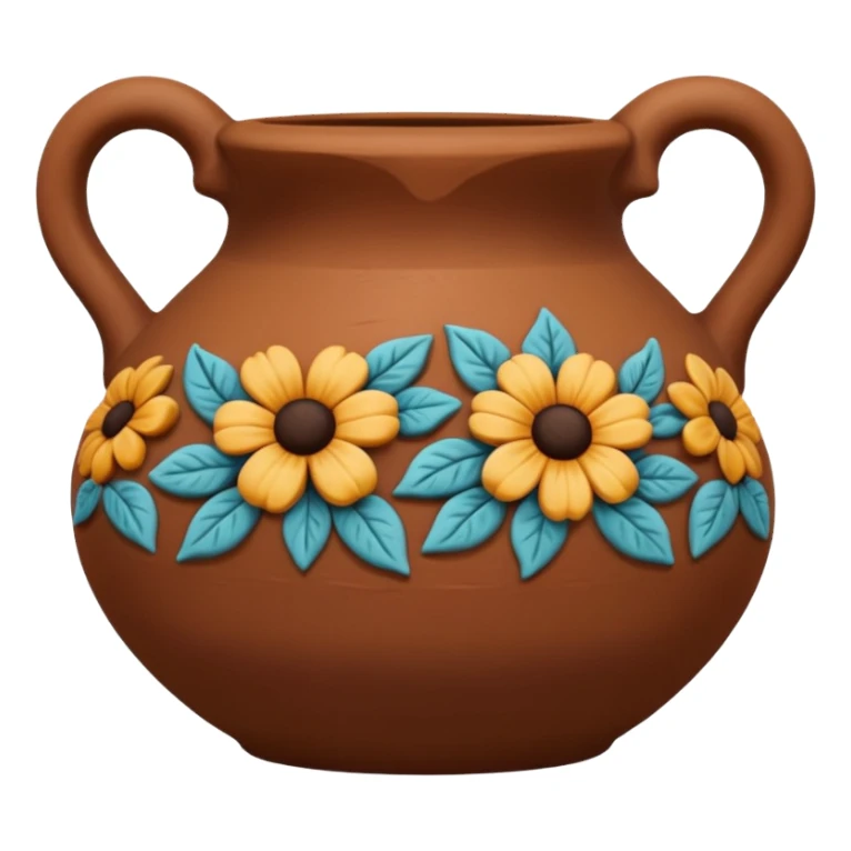 clay pottery with motive sticker