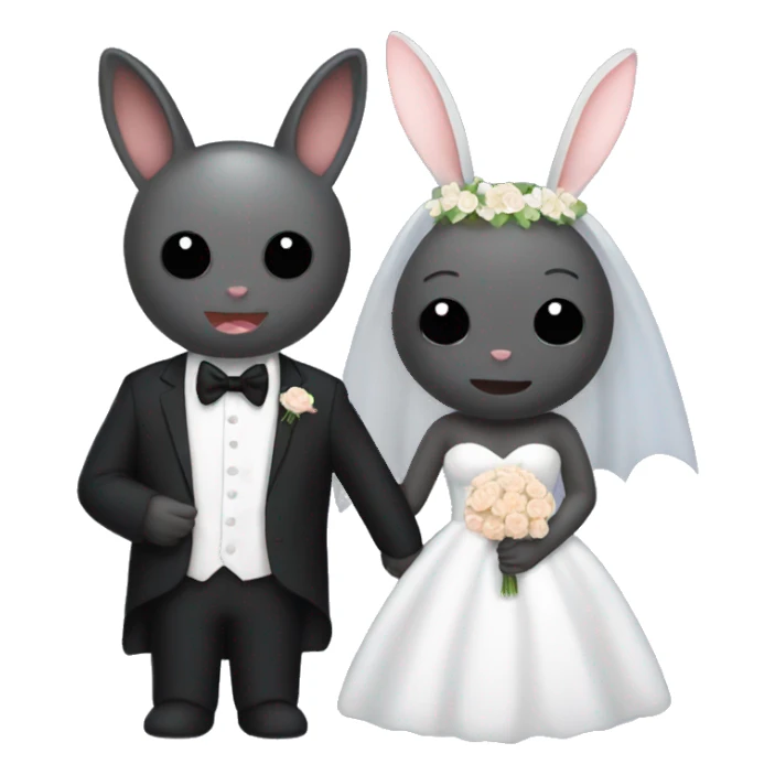 A bat and a bunny getting married  sticker