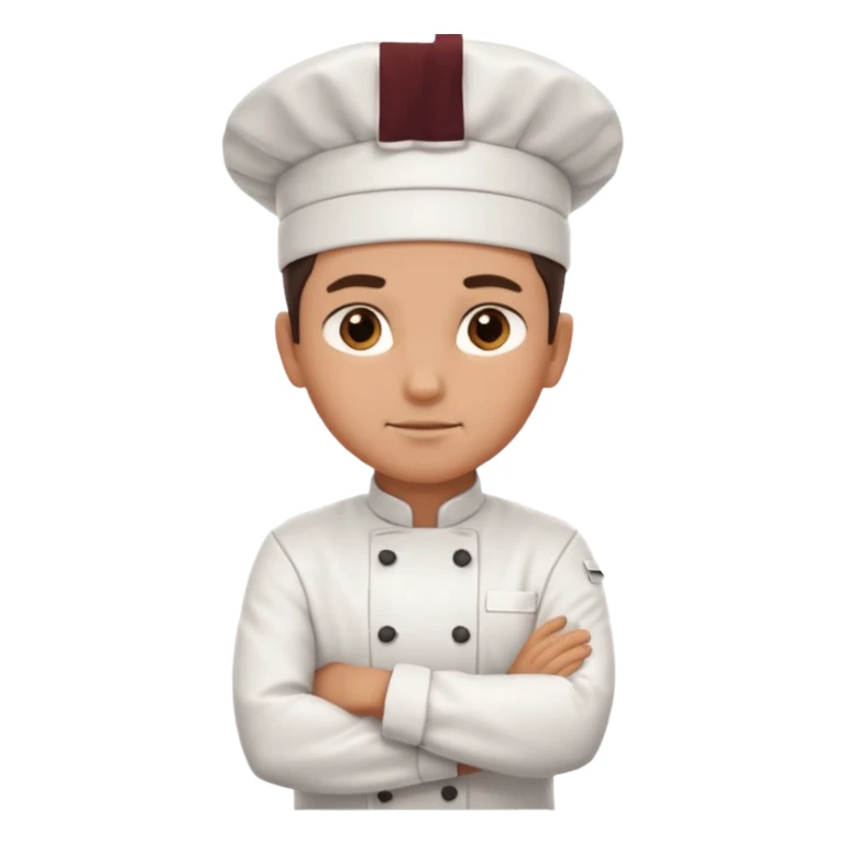 Serious Head Chef – arms crossed, clean uniform, focused expression sticker
