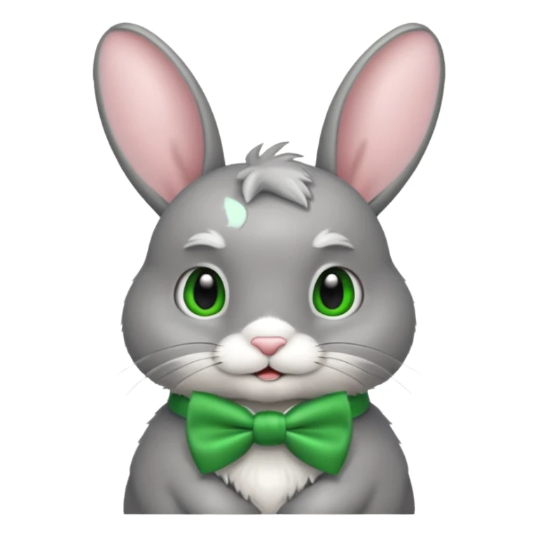 grey bunny with green bowtie sticker