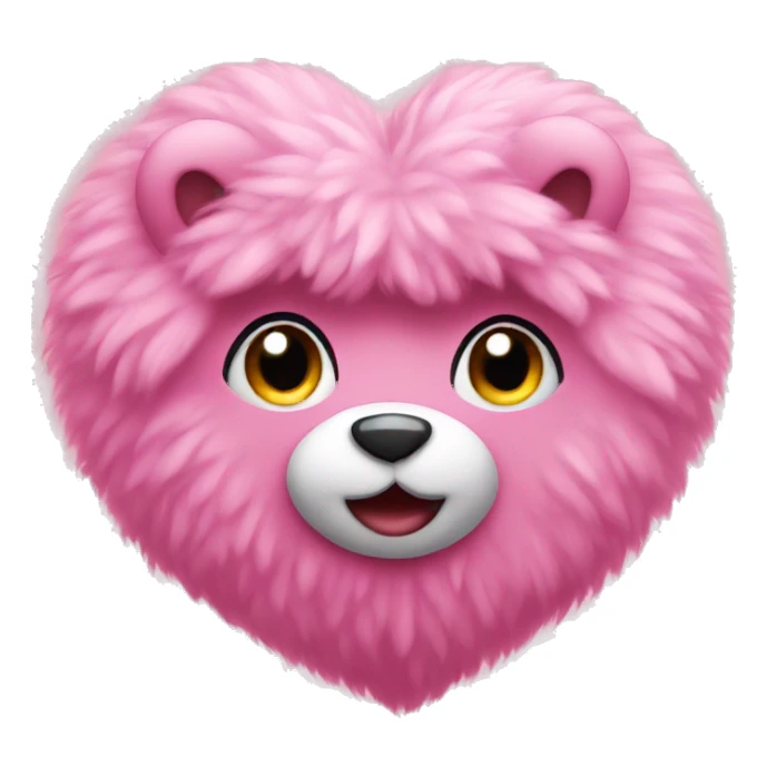pink fluffy heart sticker