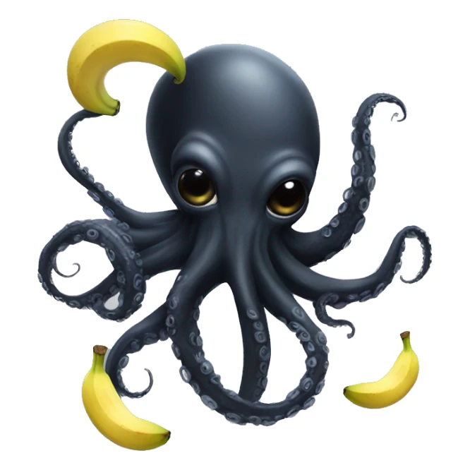 Black Alien Octopus with banana sticker