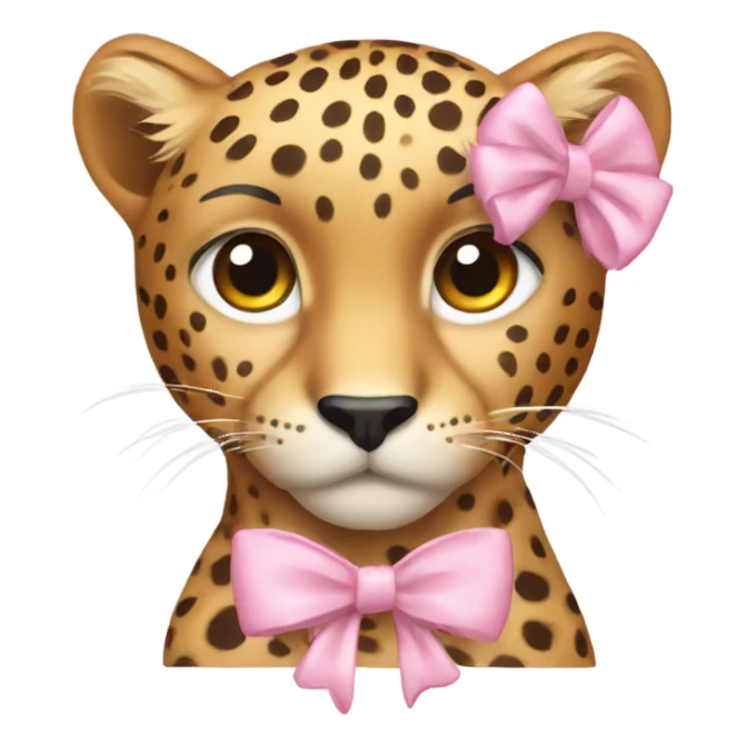 Cheetah with a light pink bow on its head sticker