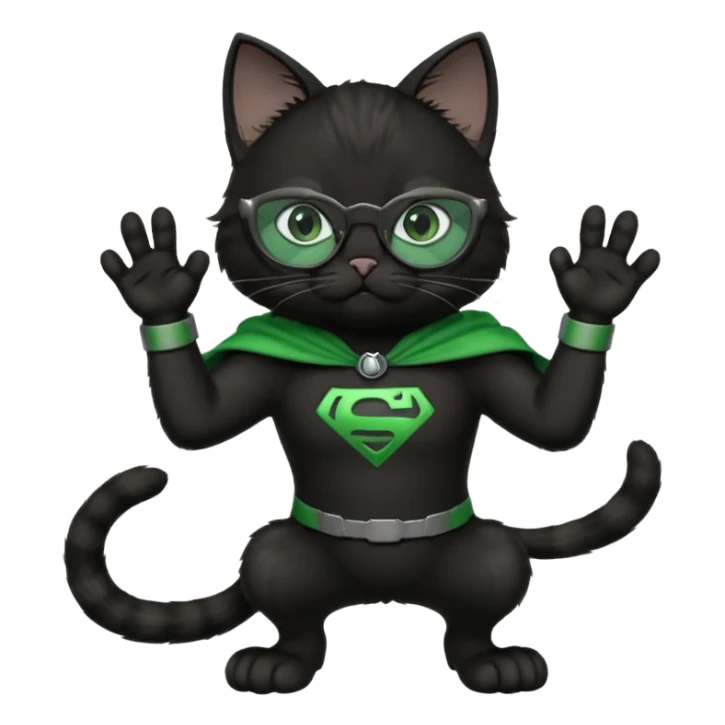 красивый черный кот в очках показывает лапкой супер sticker