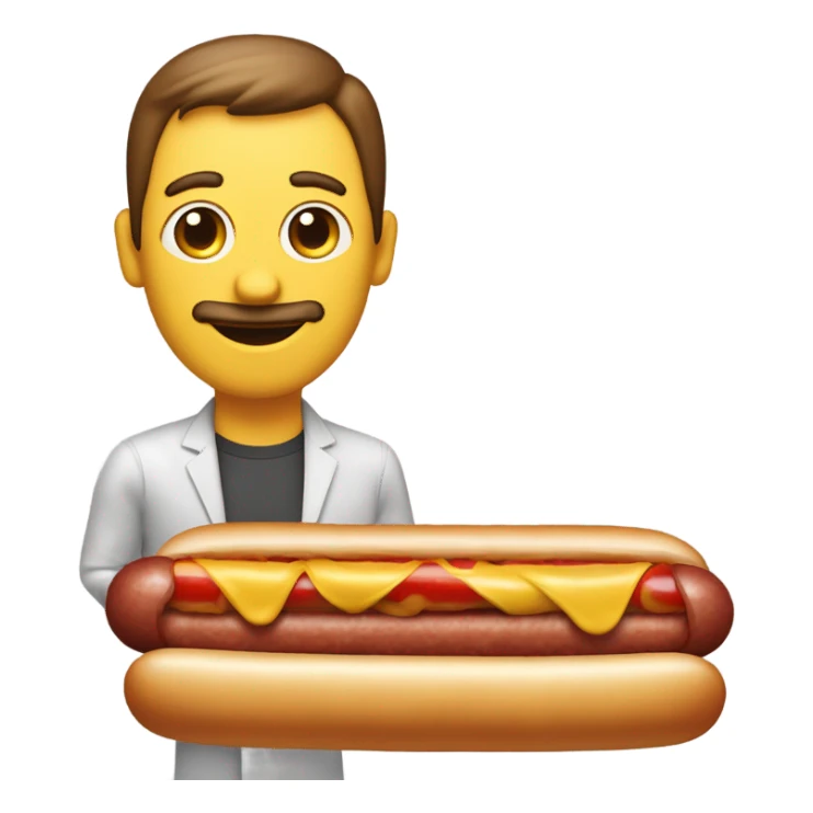 man transformed into a hotdog sticker