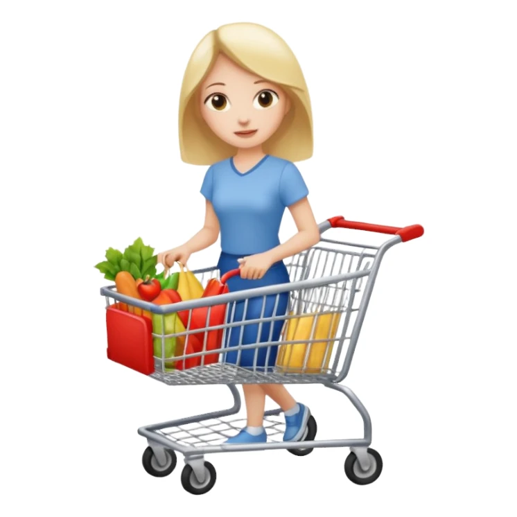 lady with shopping cart sticker