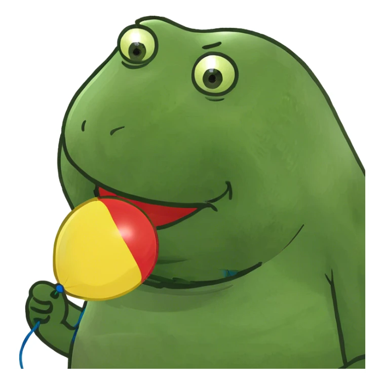 Fat man eating a balloon sticker