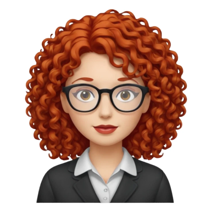 Peli roja rizada con lentes sticker