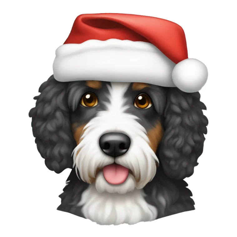 Bernadoodle with santa hat sticker