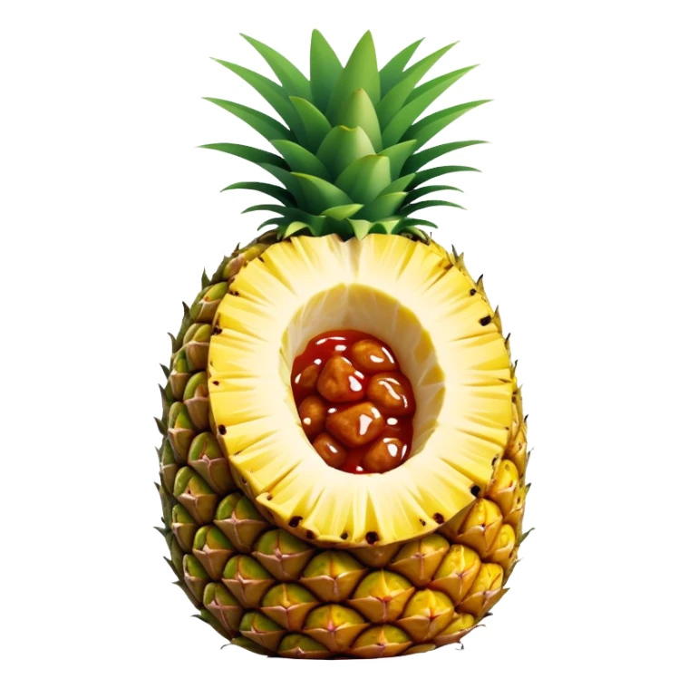 General tso chicken inside of half a cut open hollow pineapple  sticker