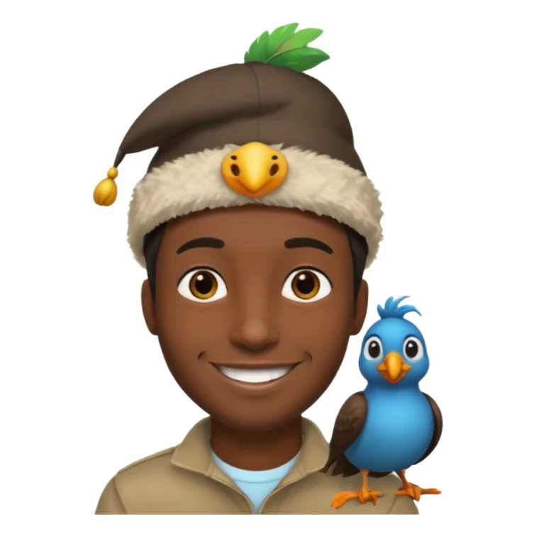 black man with a bird hat sticker