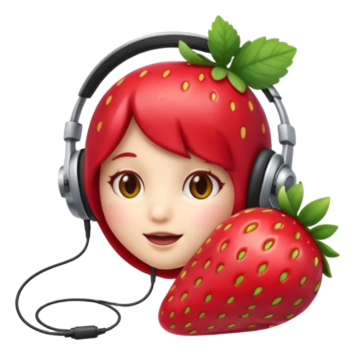 A Cute strawberry wearing headset  sticker