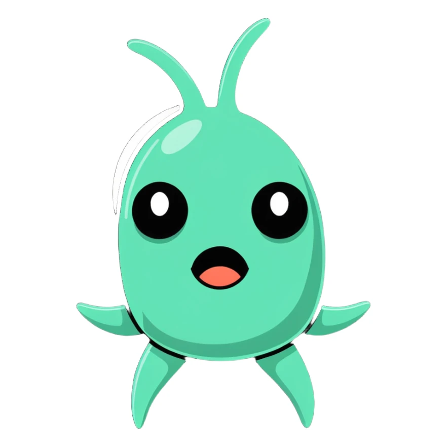 Plankton from Spongebob, mischievous expression, green, one eye, cartoon style sticker