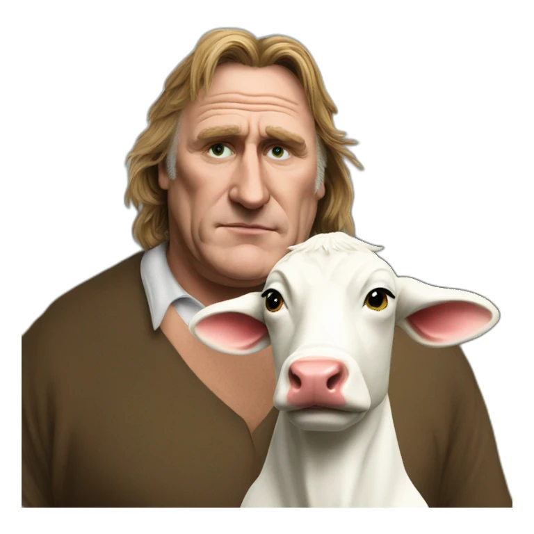Depardieu avec une vache sticker