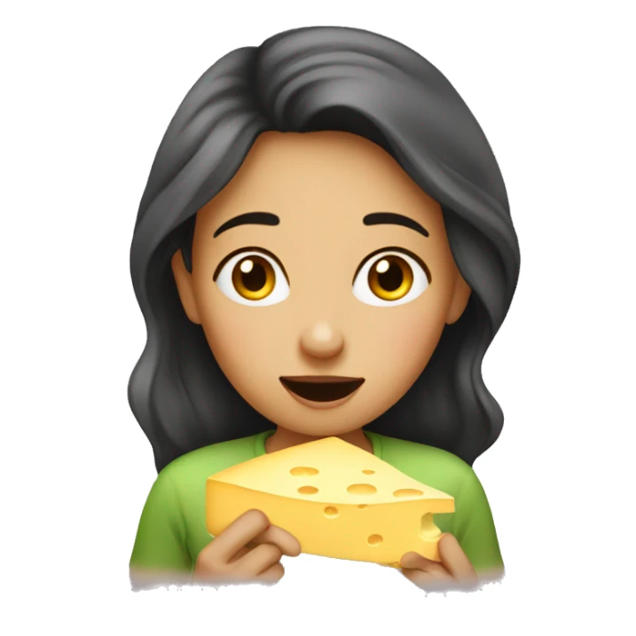 a girl smelling cheese sticker
