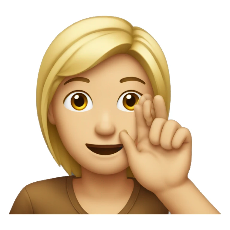 Emoji placing hand behind ear sticker