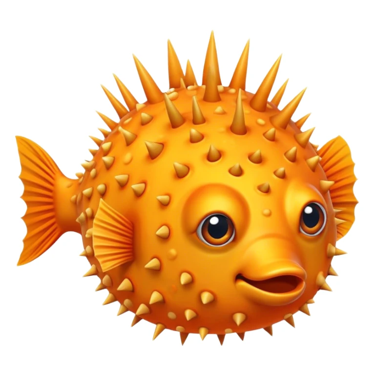 All Orange PufferFish with Spikes Only sidefins sticker
