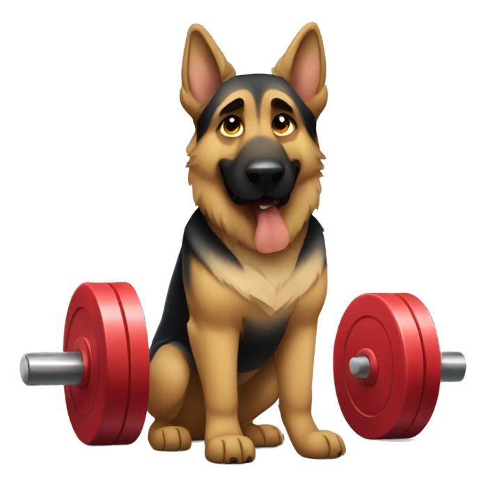 german shepherd lifting weights sticker