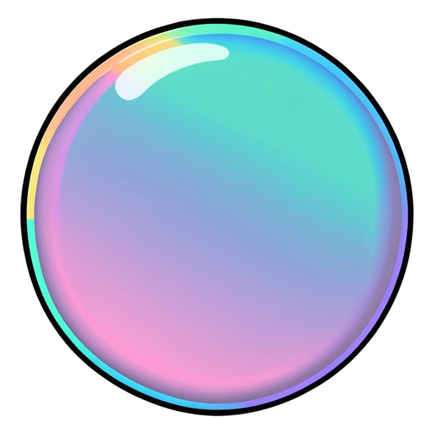 big iridescent soap bubble with small bubbles next to it sticker