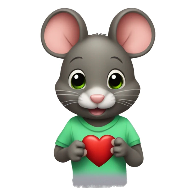 Ratón con un corazón verde sticker
